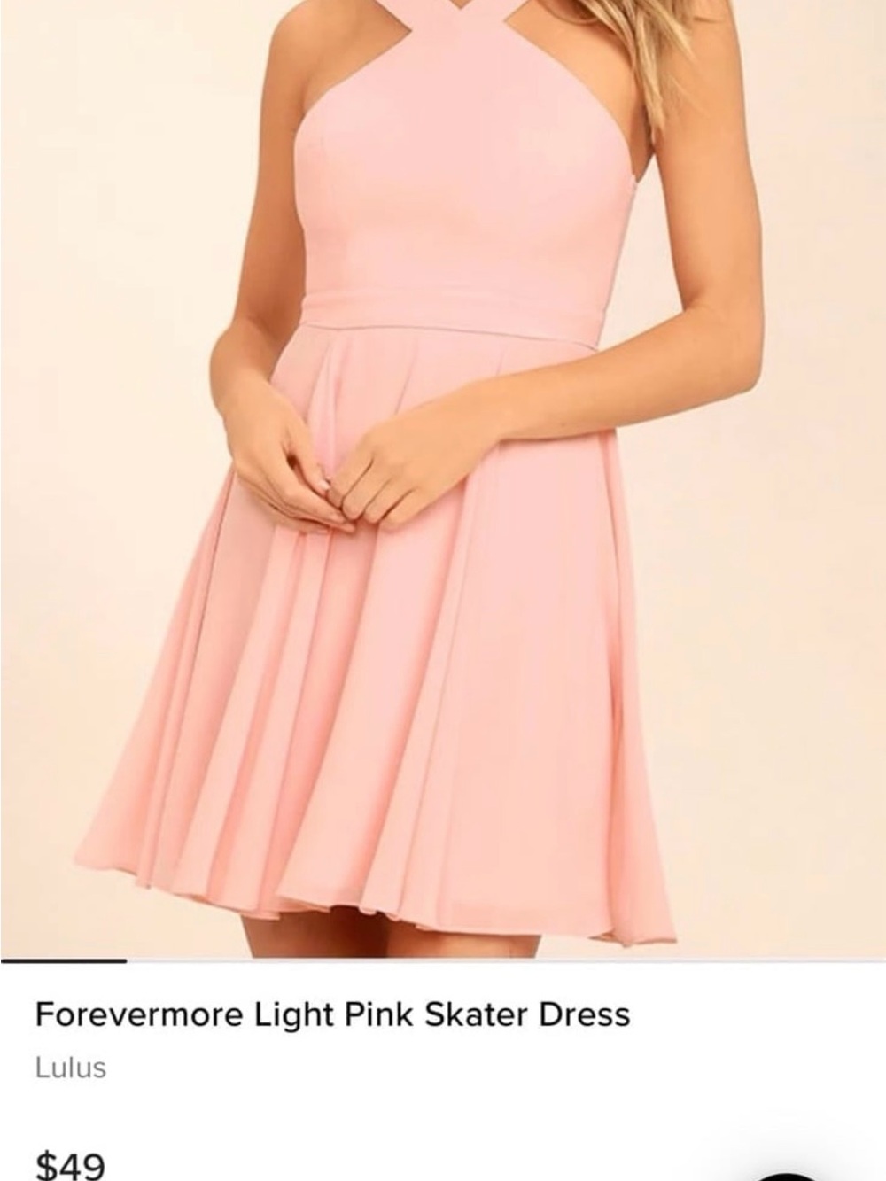 Lulu's Pale Pink Cross-Neck Skater Dress